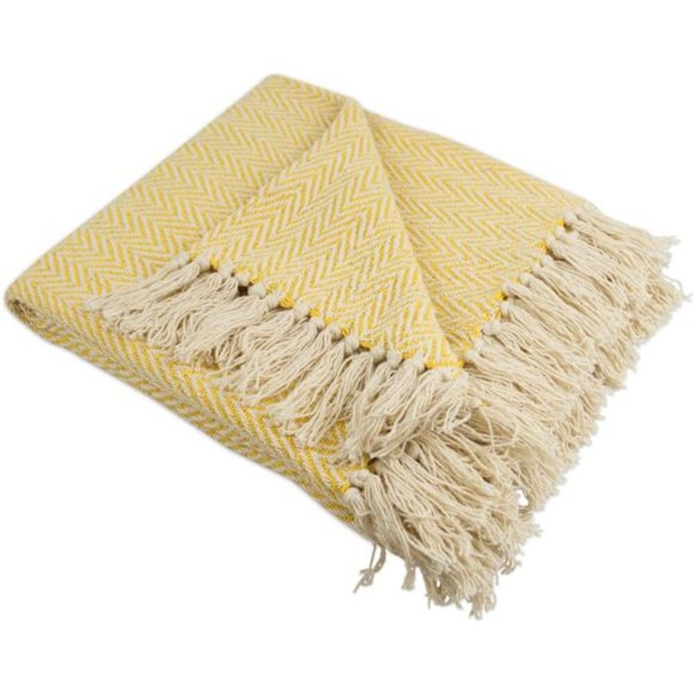 Cotton Throw Blanket Chevron 50x60 Handloomed Fringe Cozy Couch Chair Decor